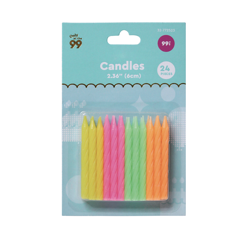 Flavo, roseo, viridi et aurantiaco candelis
